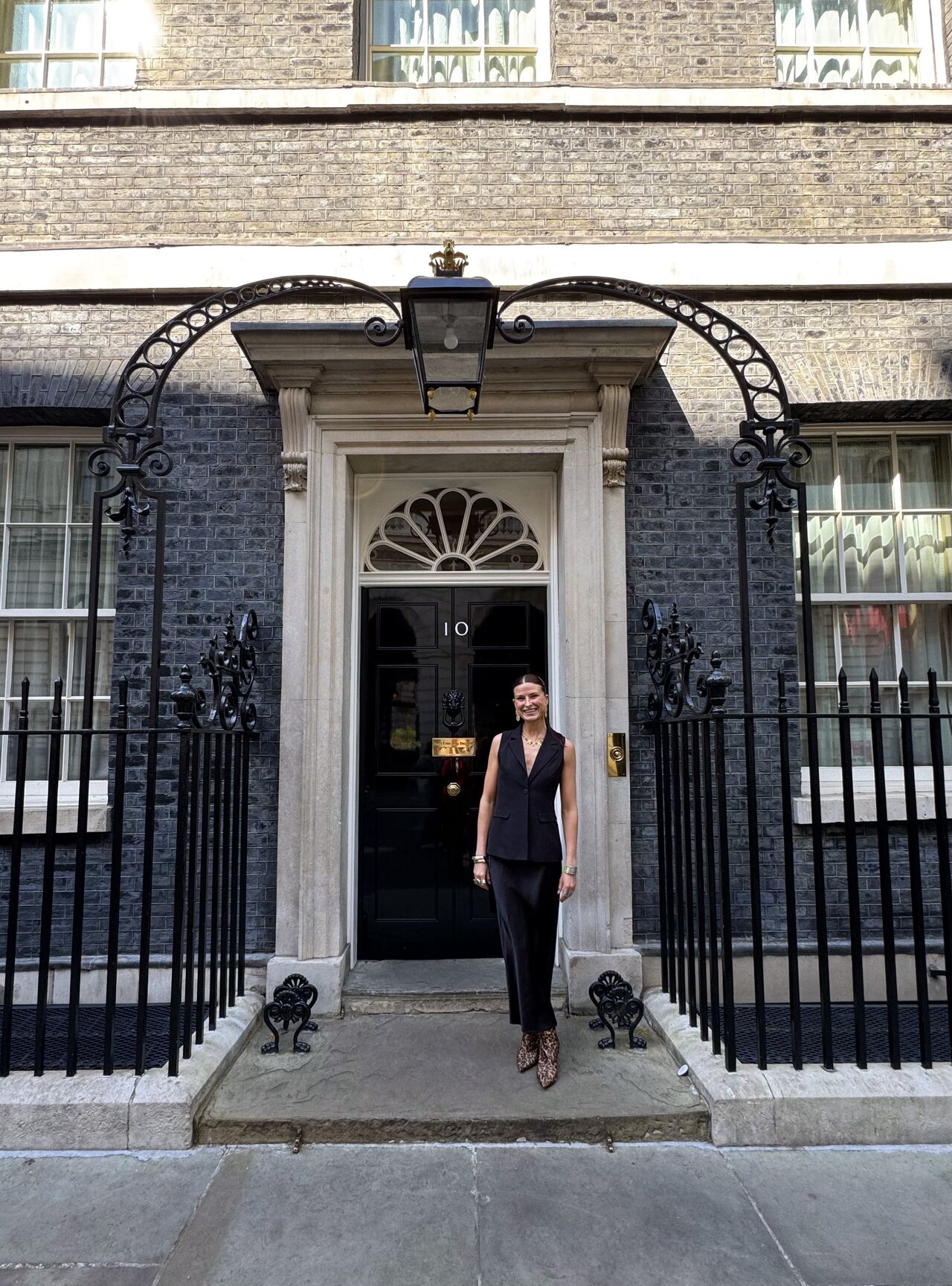 Amelia Miller on the steps of 10 Downing Street
